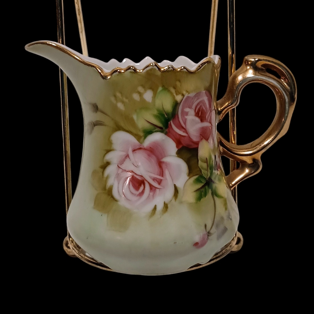 Lefton China Creamer 3 1/2 Inch Heritage Green Rose 3066 VTG - Picture 15 of 16